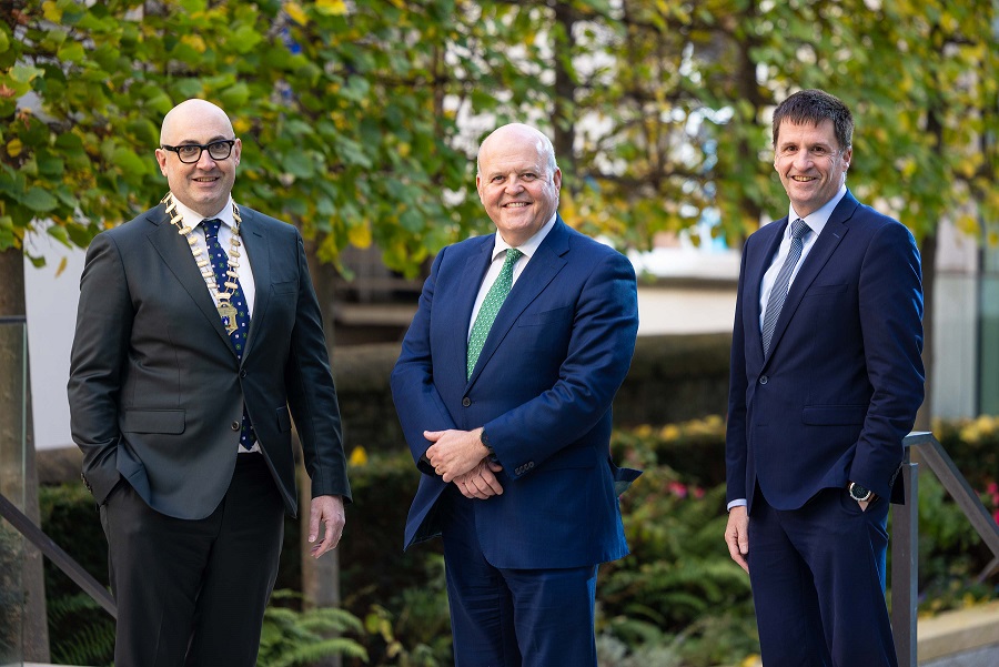 At the formal announcement of the sponsorship were Cork Chamber President Rob Horgan, AIB Group CEO Colin Hunt, and Head of Business Banking, AIB Capital Markets, Pat Horgan.